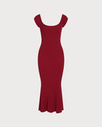 Red Drop Shoulder Tunic Maxi Dress