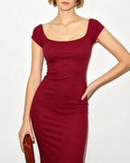 Red Drop Shoulder Tunic Maxi Dress