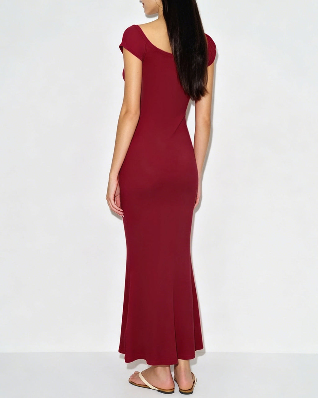 Red Drop Shoulder Tunic Maxi Dress