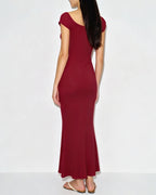 Red Drop Shoulder Tunic Maxi Dress