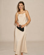 Apricot Sleeveless Zipper Tie Maxi Dress