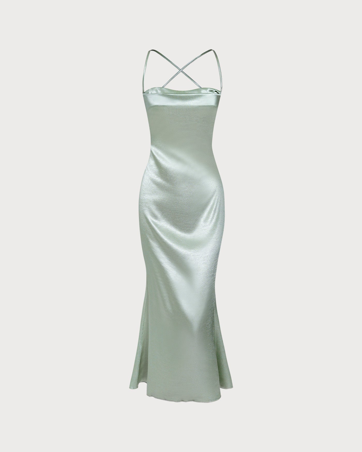 Green X Cross Slip A-Line Maxi Dress