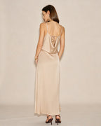 Apricot Sleeveless Zipper Tie Maxi Dress
