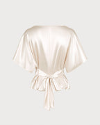 Apricot Boat Neck Drop Shoulder Tie Tee